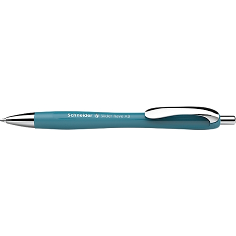Stylo bleu. Inscription : Schneider Slider Rave XB.
