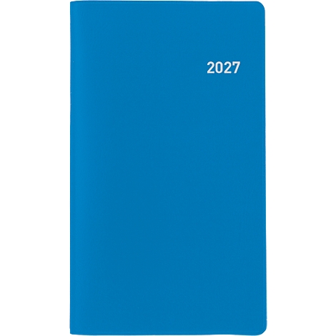 Blaues Notizbuch mit weisser '2027'-Aufschrift.