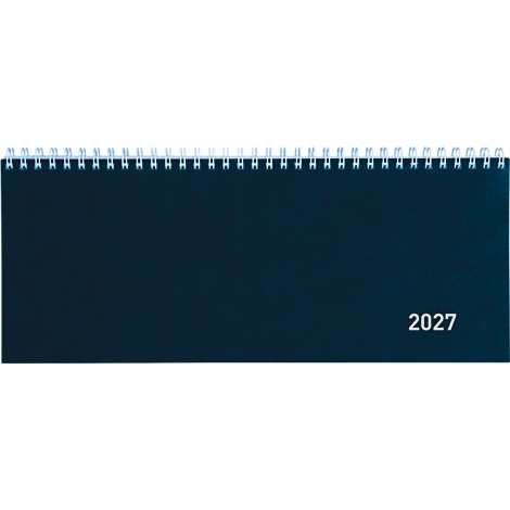 Blauer, spiralgebundener Kalender mit der Jahreszahl 2027.