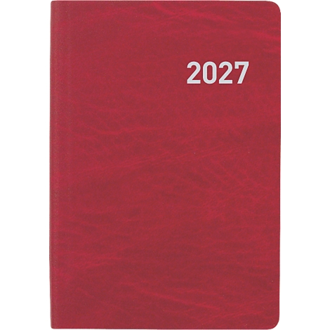 Rotes Notizbuch mit der weissen Jahreszahl 2027.
