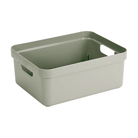 Light gray rectangular plastic box with handle openings.