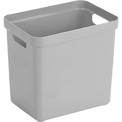 Light grey storage box with handle openings.
