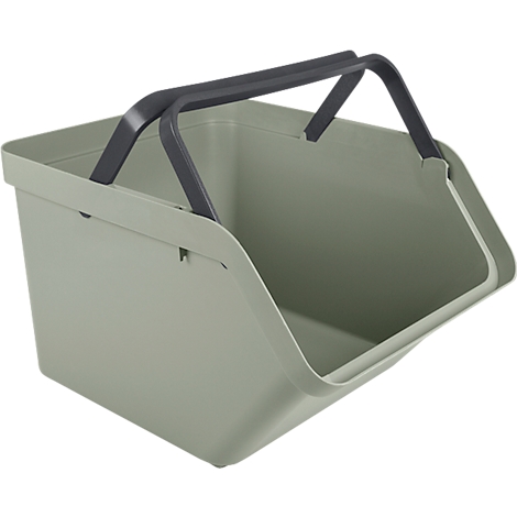 Light green basket with dark handles.