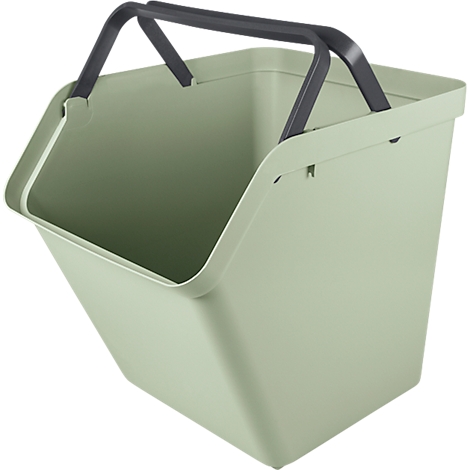 Light green basket with a black handle. The basket is rectangular with a bevelled edge.