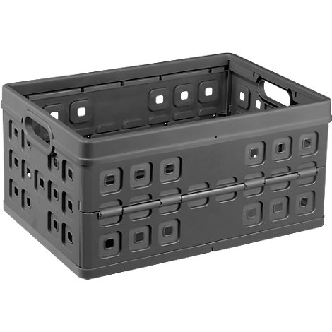 Grey, collapsible box with square openings.