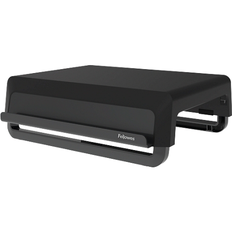 Support d'écran noir avec renfoncement pour clavier ; marque Fellows.