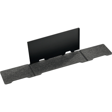 Écran noir avec support en tissu. Pare-vue pliable, gris chiné.