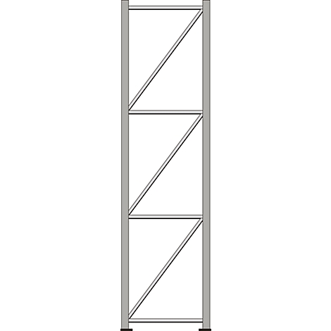 Grey, empty shelf with diagonal struts.