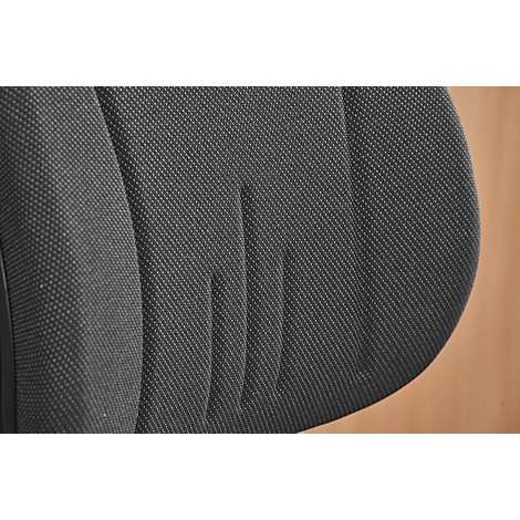 Close-up of black fabric with incorporated lines. The fabric has a fine structure with small white dots.