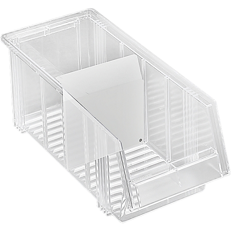 Caja de plástico transparente con divisor.