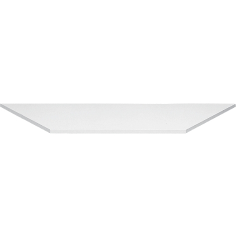 Brightly lit, white bowl with V-shaped sides. View from above.