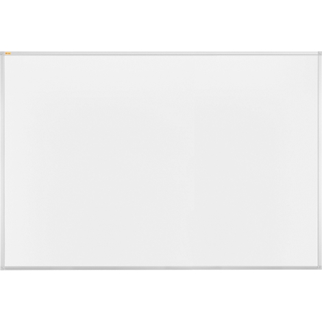 Un tableau blanc vide avec un cadre argenté.