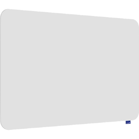 Cloison blanche et rectangulaire avec des coins arrondis. Un petit pied bleu est en bas.