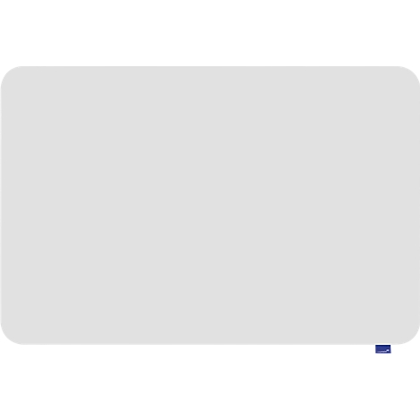 Surface rectangulaire, principalement gris clair, coins arrondis, petit marqueur bleu dans le coin inférieur droit.
