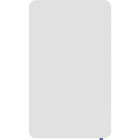 Carte rectangulaire grise avec des coins arrondis, une petite bande bleue en bas.