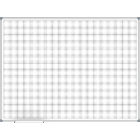 Tableau blanc avec lignes quadrillées et un cadre argenté.