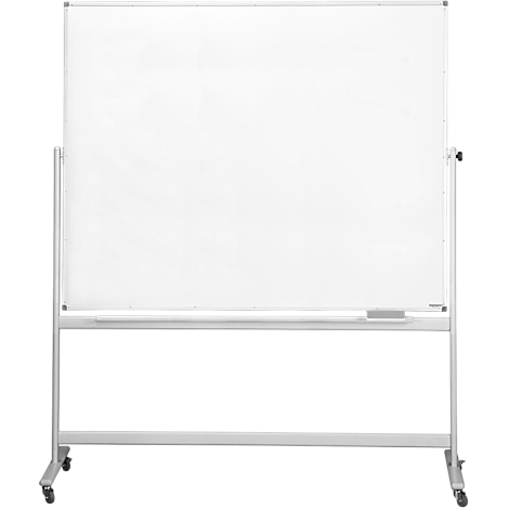 Tableau blanc sur un cadre argenté roulant. Éponge prête.