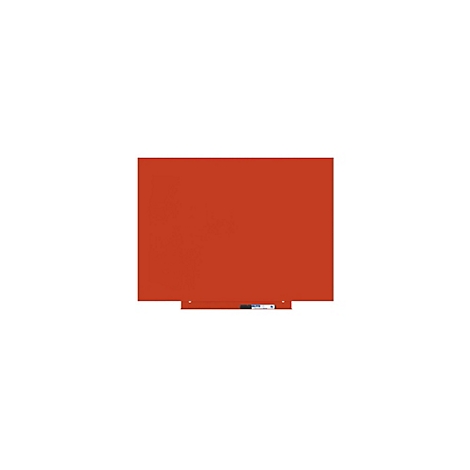 Tableau blanc rectangulaire rouge avec un stylo sur fond blanc.