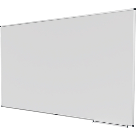 Tableau blanc avec cadre argenté. Une petite partie du porte-stylo est visible.