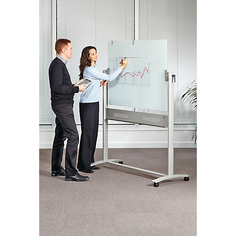 Tableau en verre Diamond Nobo, mobile, magnétique, surface de travail 1200 x 900 mm