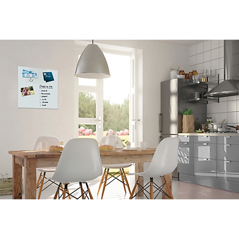 Tableau magnétique en verre Be!Board, magnétique, avec aimants, l. 450 x H 450 mm, blanc