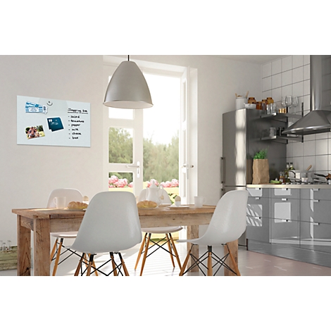 Tableau magnétique en verre Be!Board, magnétique, avec aimants, l. 600 x H 400 mm, blanc