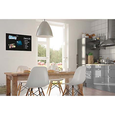 Tableau magnétique en verre Be!Board, magnétique, avec aimants, l. 600 x H 400 mm, noir