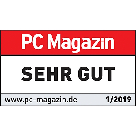Bewertungssiegel der PC Magazin: "SEHR GUT".