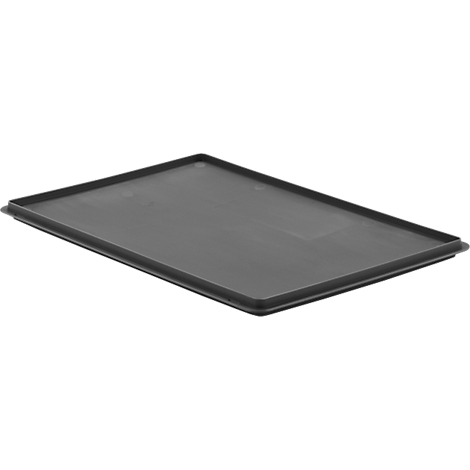 Tapa de bandeja rectangular de plástico negro.