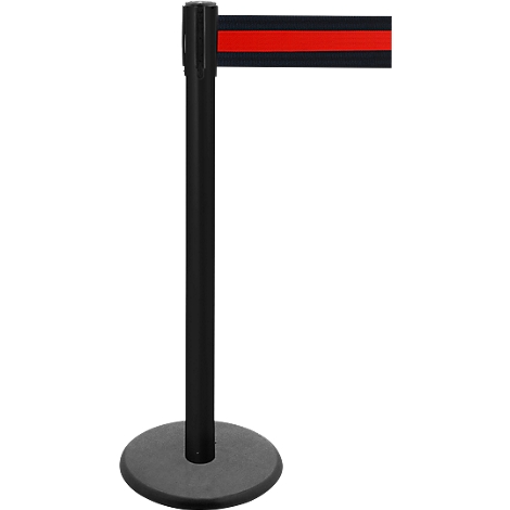 Black stanchion with red band, against a white background.