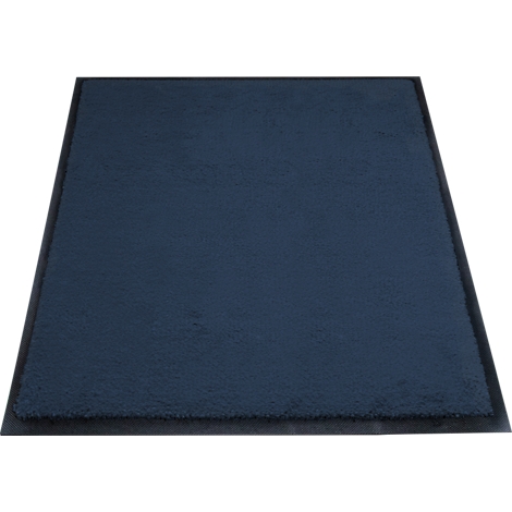 Tapis bleu foncé avec cadre noir, légère texture.