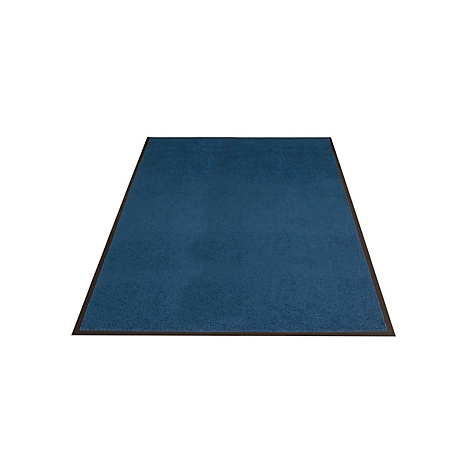 Paillasson rectangulaire bleu foncé avec une bordure fine et sombre sur fond blanc.