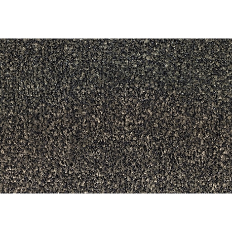 Gros plan sur une moquette foncée à la surface texturée et chinée.