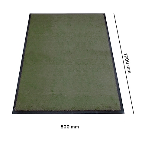 Pelouse verte rectangulaire avec bordure noire, dimensions 800 mm x 1200 mm.