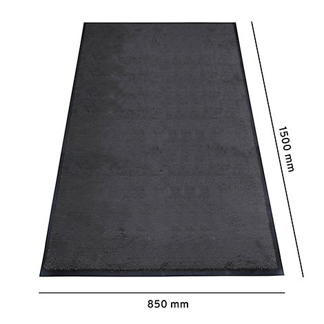 Paillasson gris foncé. Dimensions 1500 x 850 mm, reconnaissable à une dimension sur l'image.