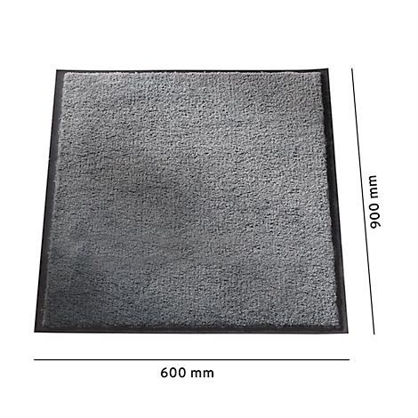 Paillasson gris avec un cadre noir. Inscription : 600 mm, 900 mm.