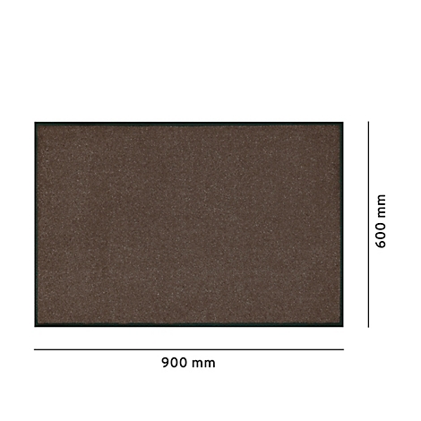Paillasson marron avec bord noir, dimensions 900x600mm, sur fond blanc.
