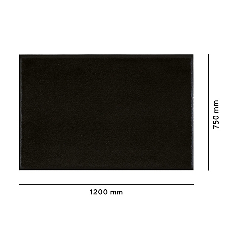 Tapis rectangulaire noir de 1200 mm x 750 mm.