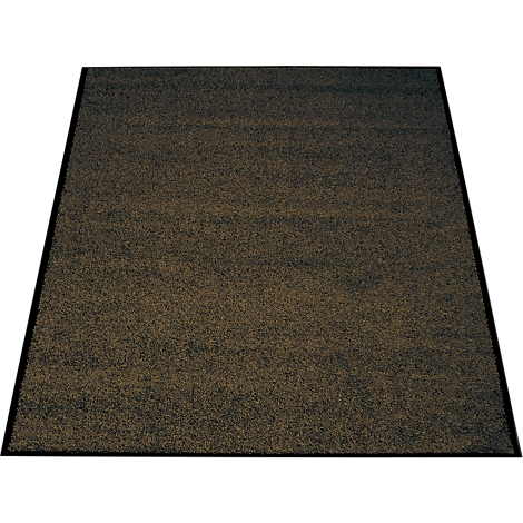 Tapis marron avec bordure noire. La surface est légèrement texturée.