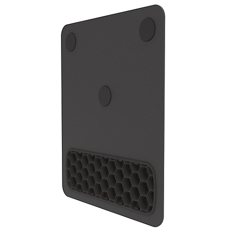 Un ensemble noir en plusieurs pièces pour le bureau, composé de tapis de souris, de repose-poignets et d'un grand tapis de bureau.