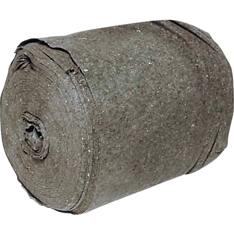 Rouleau de tissu feutré gris. La texture est légèrement irrégulière avec de petits points blancs.