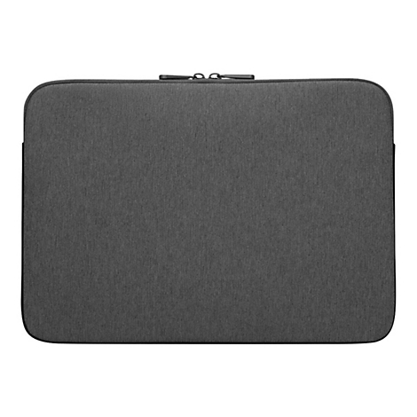 Housse d'ordinateur portable gris foncé avec fermeture éclair.