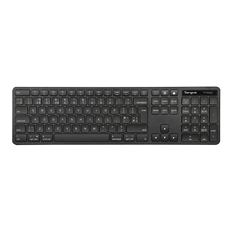 Clavier Targus noir avec lettres et chiffres blancs. Logo EcoSmart en haut à droite.
