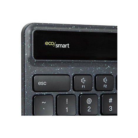 Ausschnitt einer Tastatur. Schwarze Tasten mit weiÃŸen Beschriftungen. Im oberen Bereich steht eco/smart.