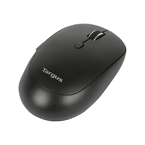 Schwarze Computermaus mit dem Logo „Targus“ und Scrollrad.
