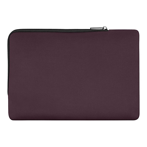 Burgunderfarbene Laptoptasche mit schwarzem Reißverschluss.