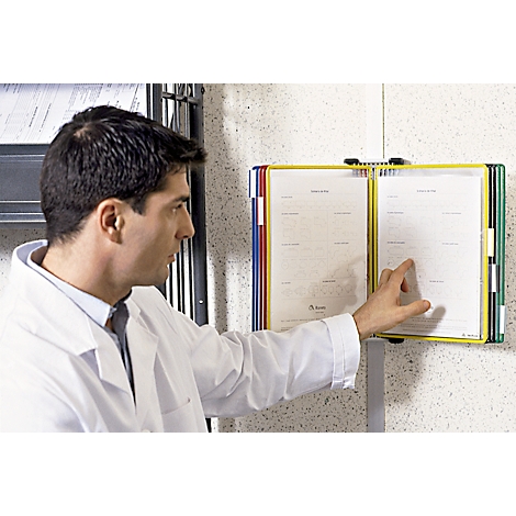 Tarifold Sichttafelsystem, Wandhalter, Metall + Sichttafeln, PVC, für DIN A4, 10 Stück, farbsortiert