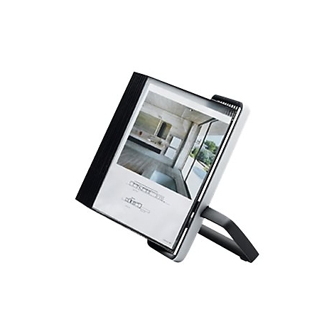 Support de présentation avec une photo d'une salle de bain et des plans d'étage, sur fond blanc.