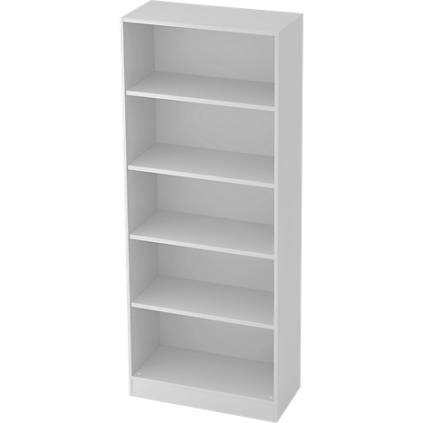 White bookcase with five shelves.