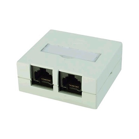 Telegärtner VAD 8/8 Ap Compact-S - Wanddose - CAT 6e - STP - RJ-45 X 2 - Pure White, RAL 9010